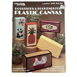 1983 Leisure Arts Doorstops & Bookends For Plastic Canvas 285 Pattern Book 12098